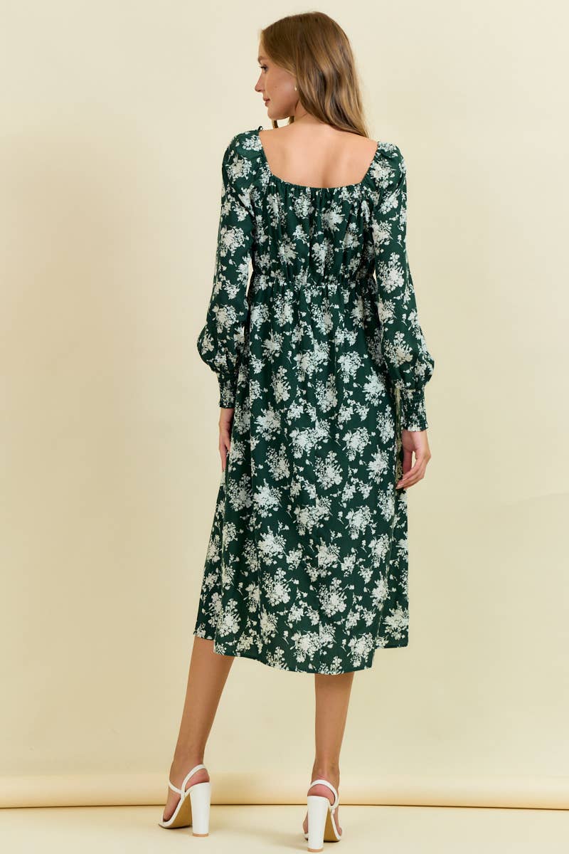 Dark Green Meadow Muse Midi Dress