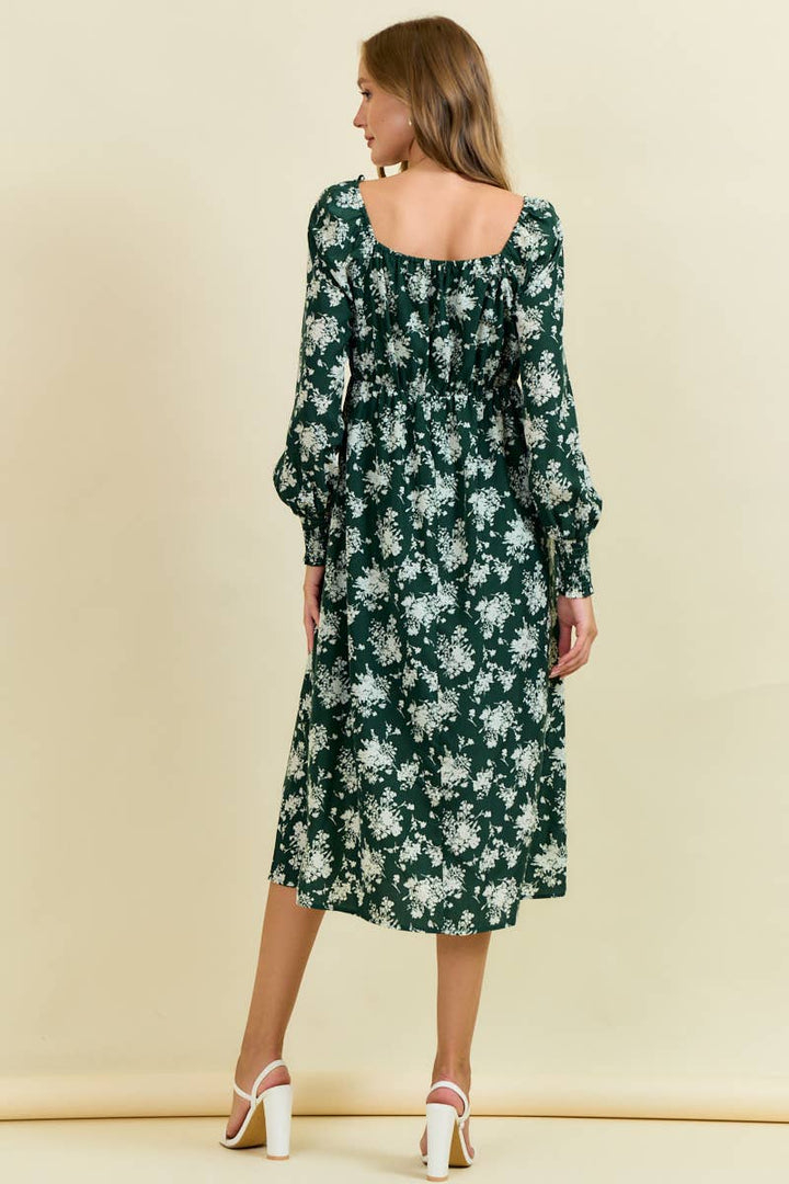 Dark Green Meadow Muse Midi Dress