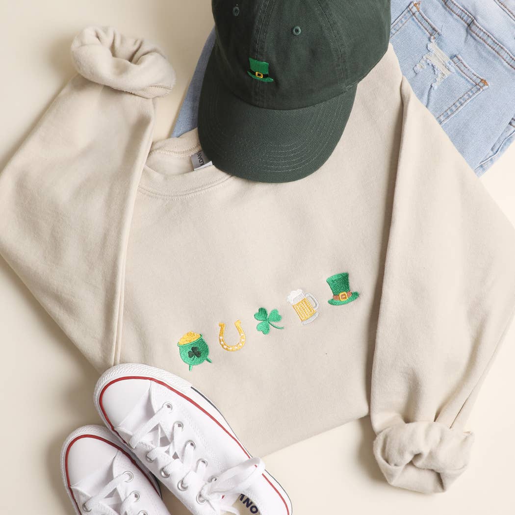 St Patrick's Day Mini Icons Embroidered Sweatshirt - Ships Feb 6th