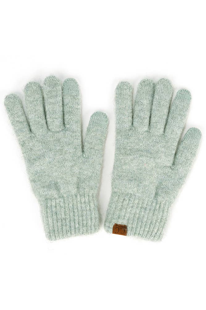 C.C Heather Knit Plain Gloves: Light Melange Gray