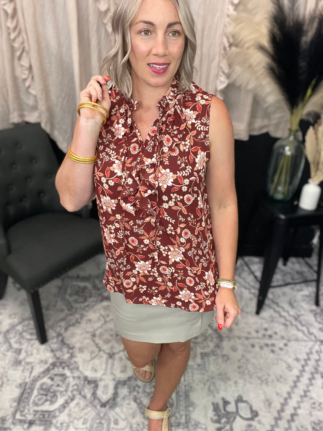 Wine Whimsy Crepe Top