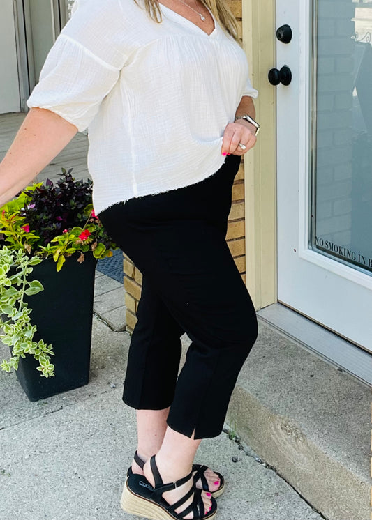 Black Straight Leg Capri