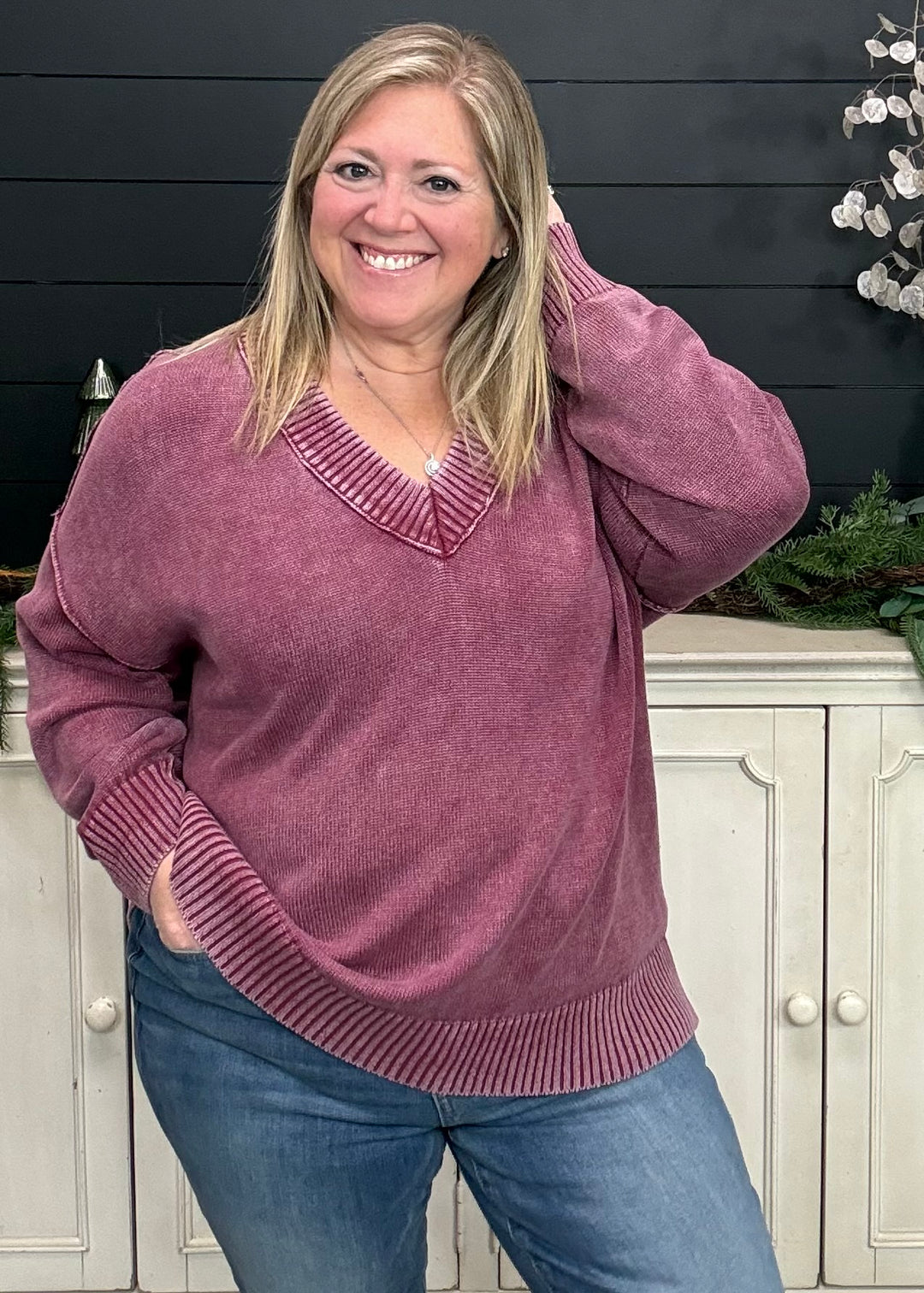 Mulberry Washed Knit Sweater