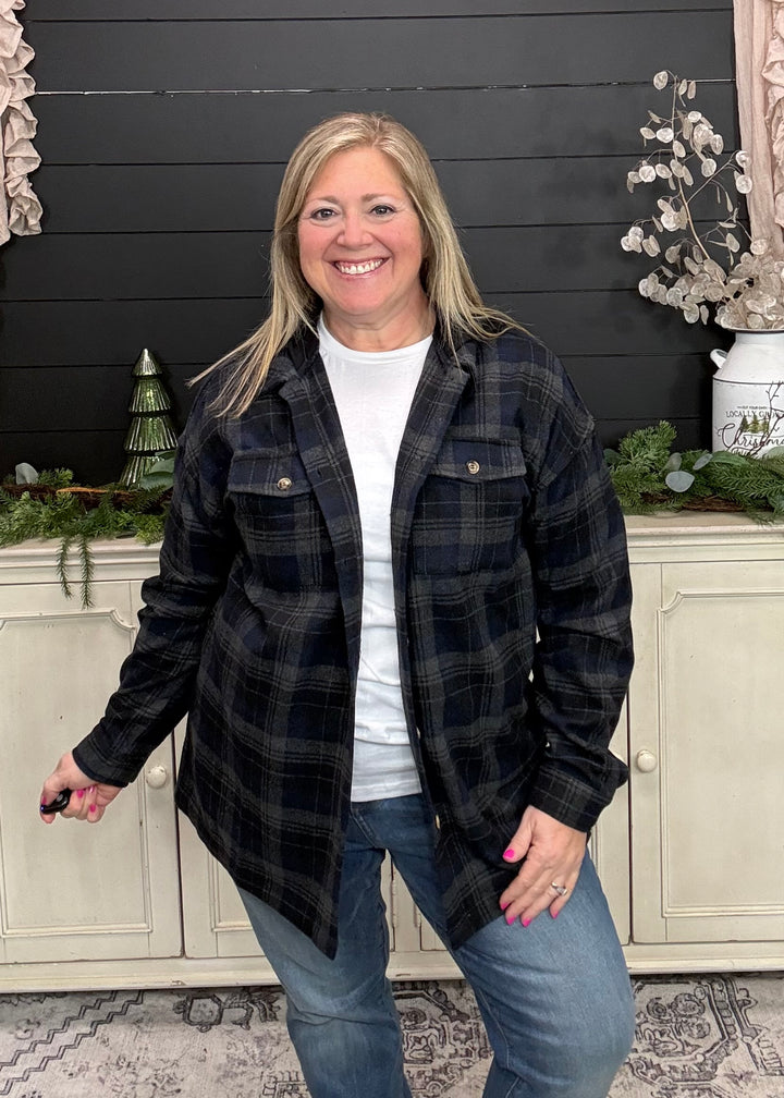 Midnight Campfire Plaid Hooded Jacket