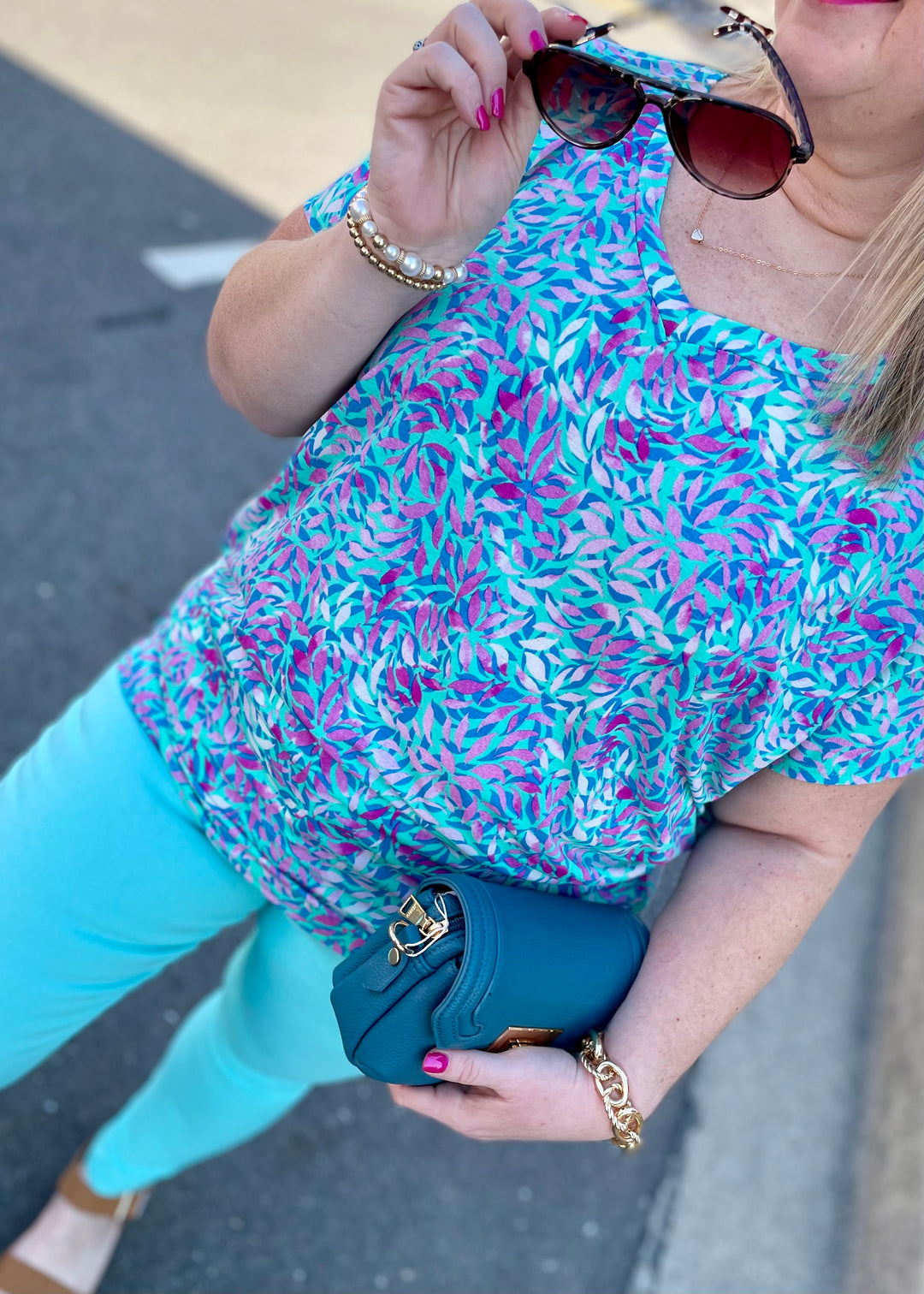 OCEAN BLUE: Casablanca Detailed Snap Crossbody