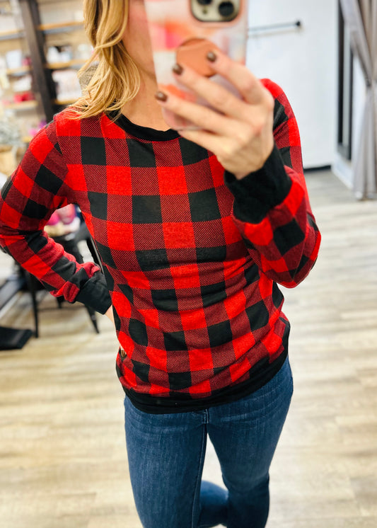 Buffalo Plaid Tunic Top - Red