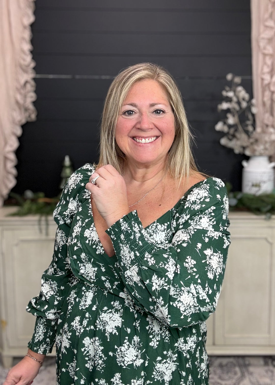 Dark Green Meadow Muse Midi Dress