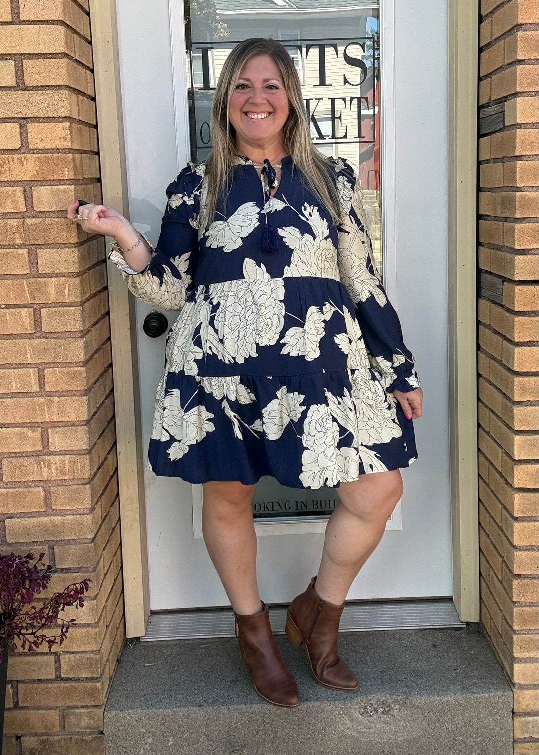 Midnight Bloom Tiered Mini Dress