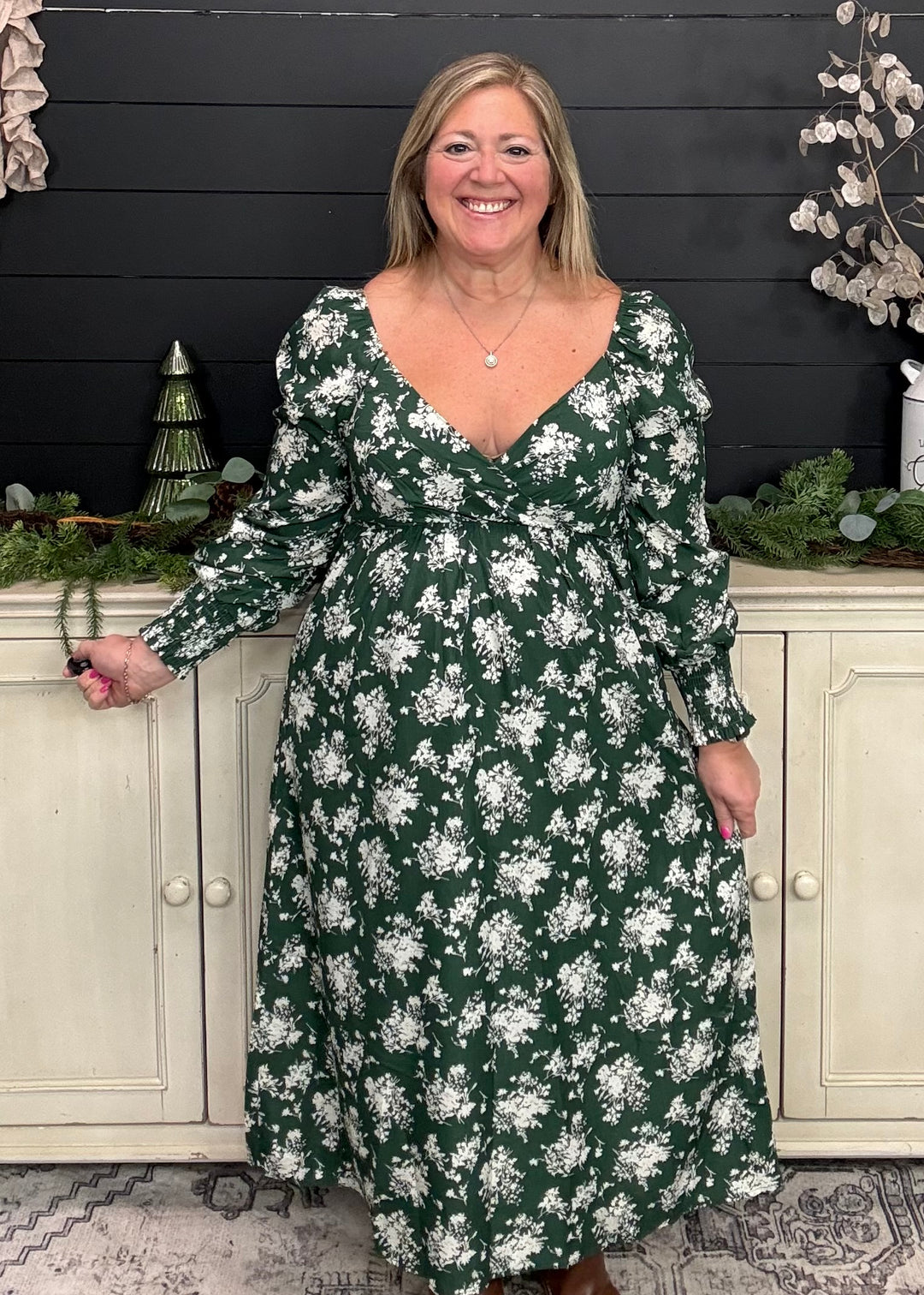 Dark Green Meadow Muse Midi Dress