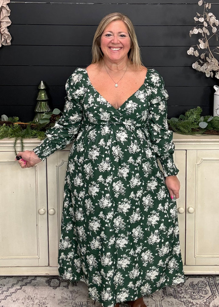 Dark Green Meadow Muse Midi Dress