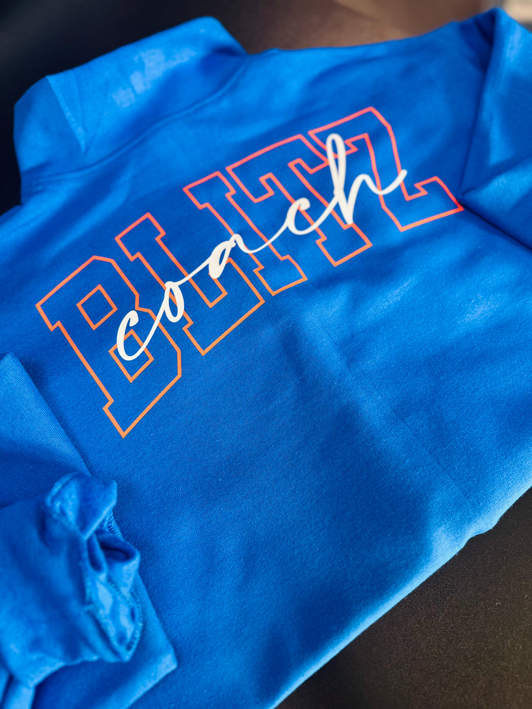 1/4 ZIP HOLLOW BACK WITH CURSIVE CENTER- CUSTOM