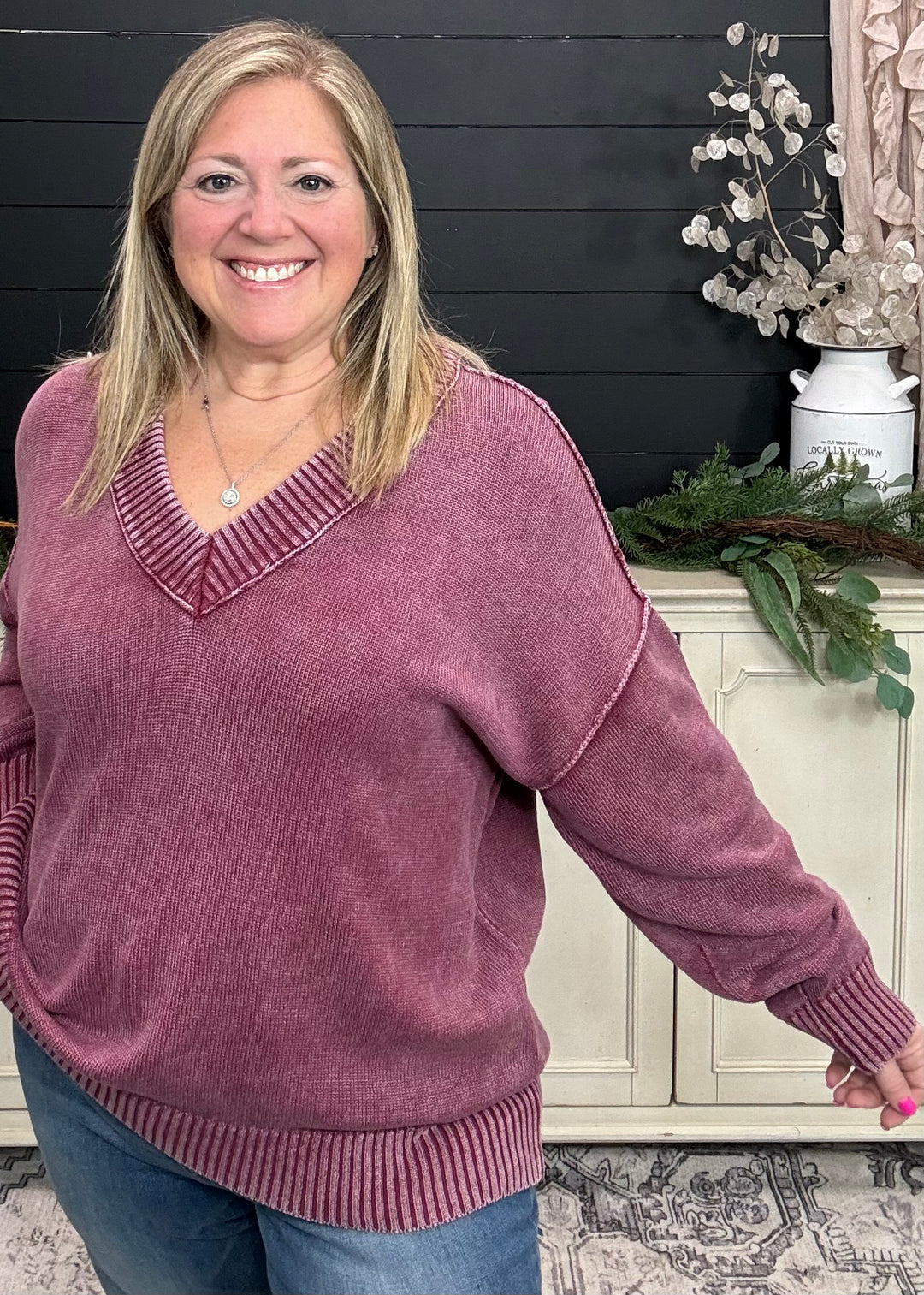 Mulberry Washed Knit Sweater