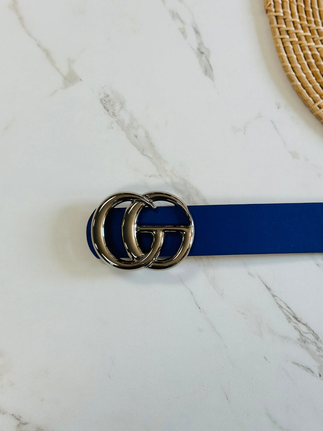 Double G Silver Belt - Royal Blue