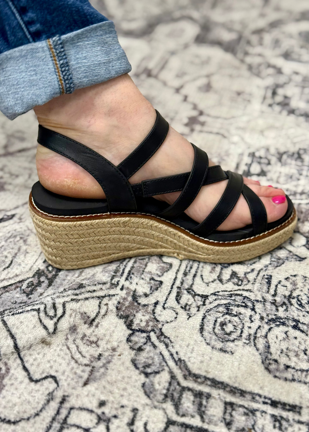 "All Nighter" Jute Wedge Heel Sandal with Straps
