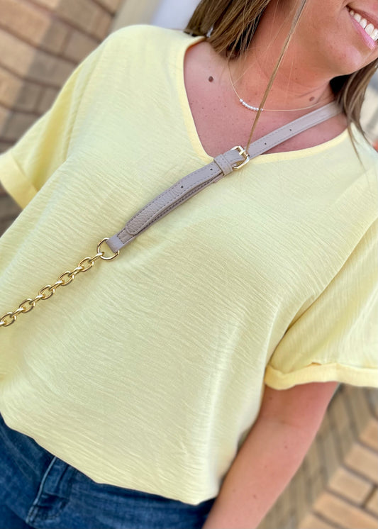 Lemon - Dolman Sleeve V Neck Blouse Top