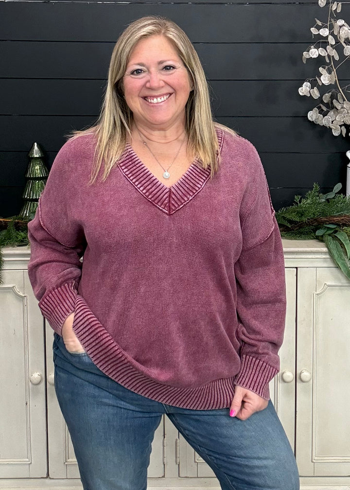 Mulberry Washed Knit Sweater