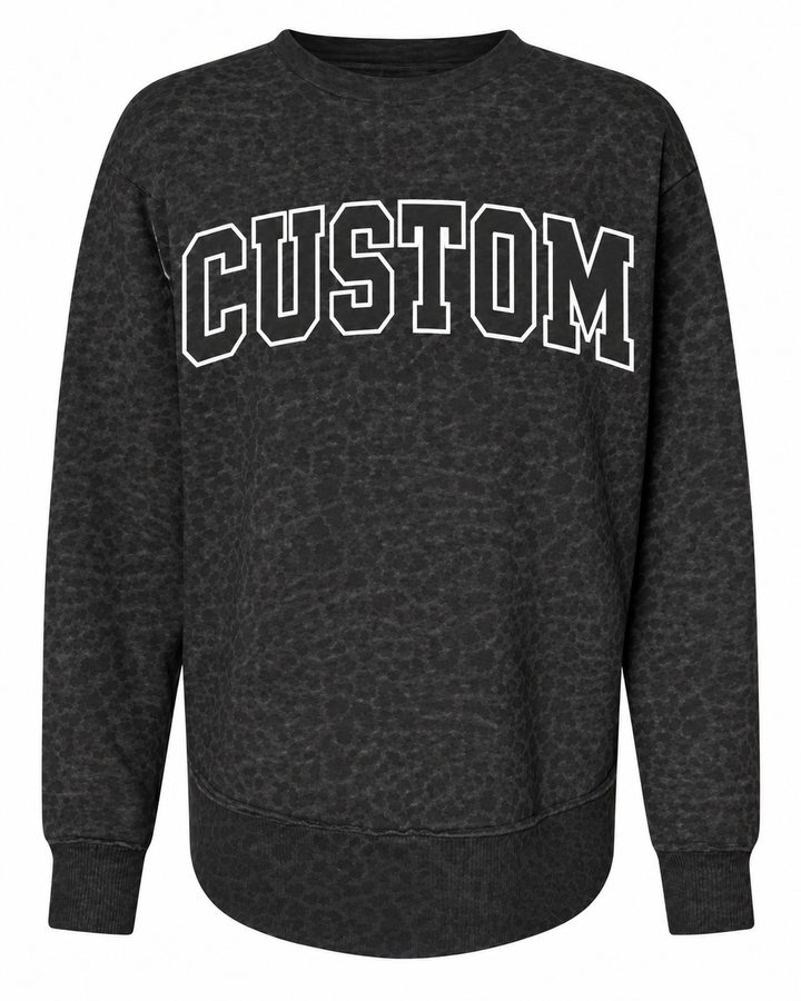 CUSTOM BLACK LEOPARD HOLLOW LAT Women's Weekend Crewneck Sweatshirt