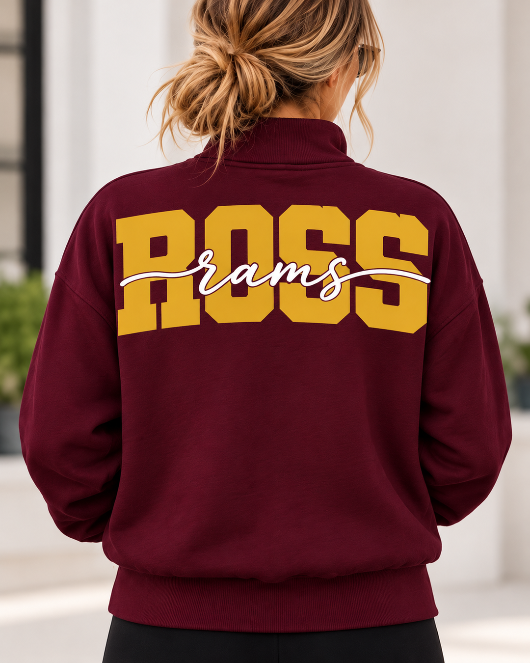 1/4 ZIP SOLID WITH CENTER TEXT - CUSTOM SHOULDER TO SHOULDER PRINT
