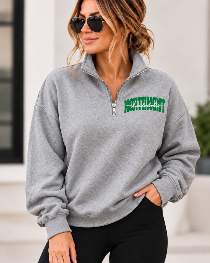 1/4 ZIP SOLID WITH CENTER TEXT - CUSTOM SHOULDER TO SHOULDER PRINT