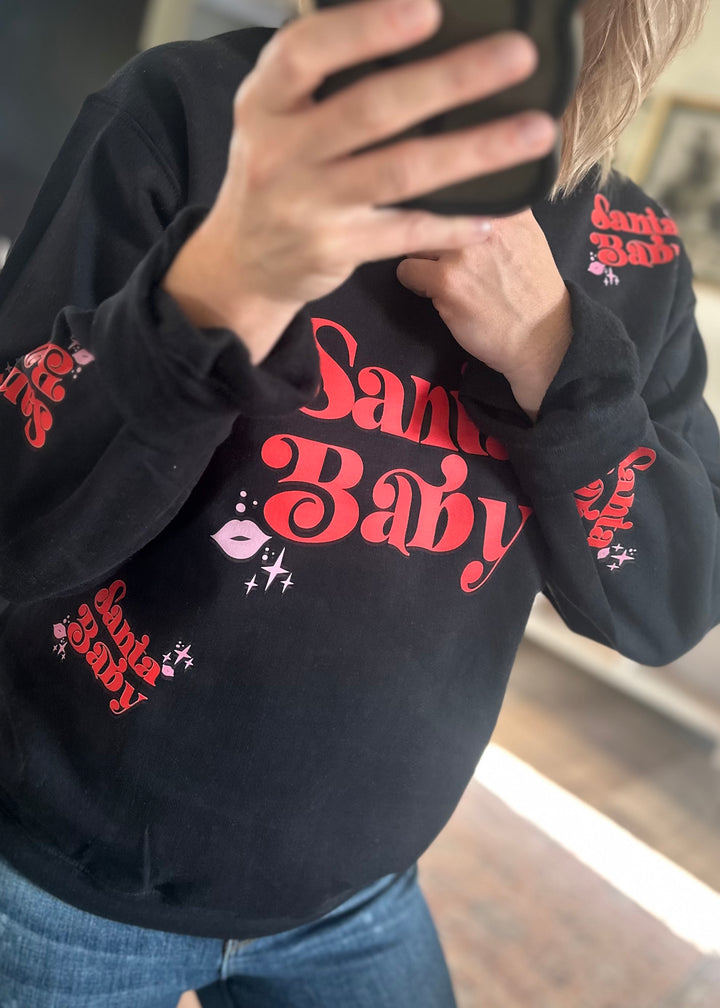 RED SANTA BABY ALL OVER CREWNECK