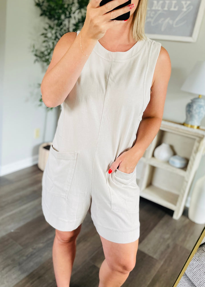 Stonewashed Cotton Romper