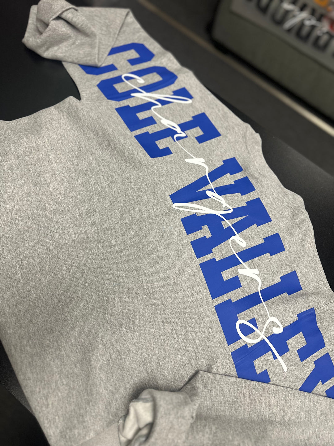 SOLID CUSTOM BIG BACK SWEATSHIRT WITH CURSIVE CENTER