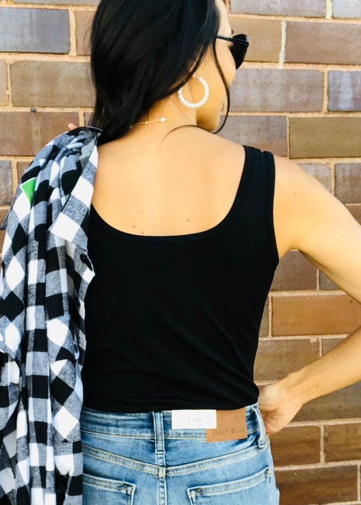 Black - Square Neck Sleeveless Bodysuit