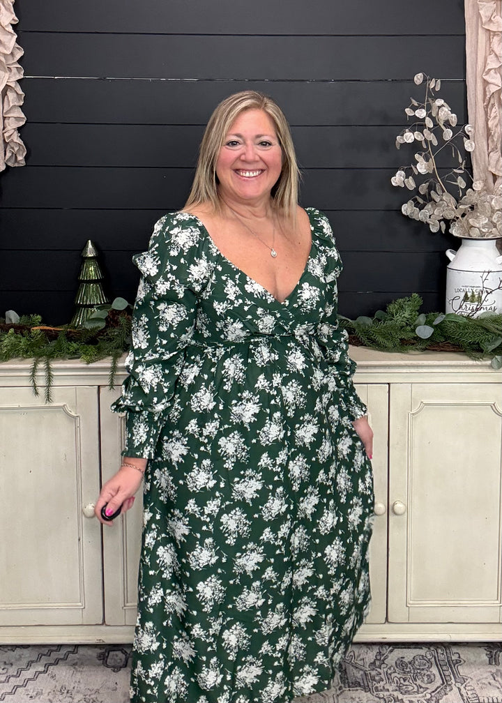 Dark Green Meadow Muse Midi Dress