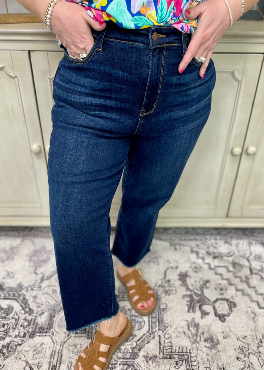 Judy Blue JB82517 - High Rise Wide Leg Cropped Denim