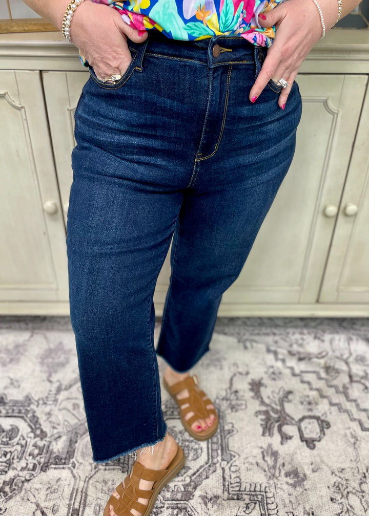 Judy Blue JB82517 - High Rise Wide Leg Cropped Denim