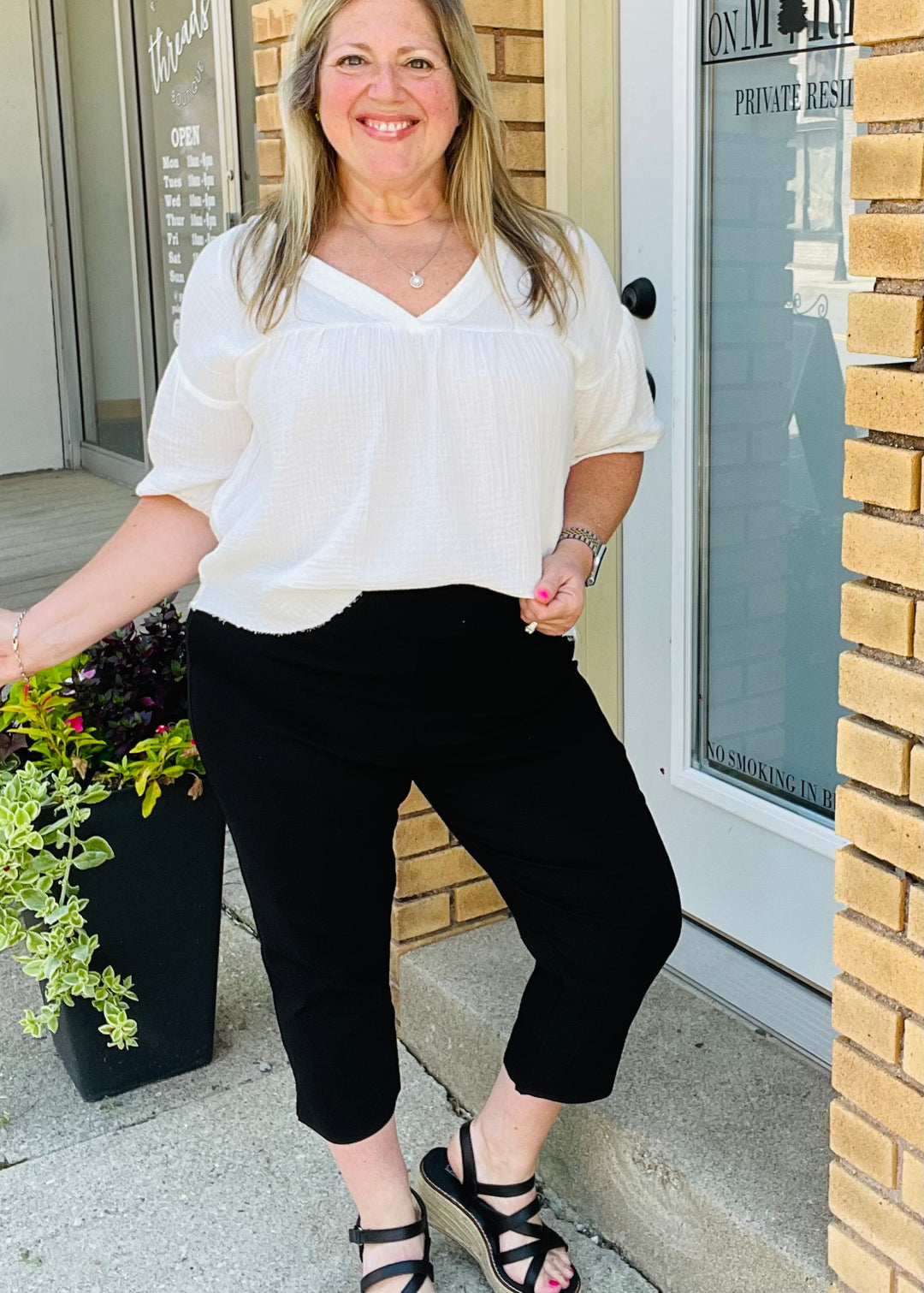 Black Straight Leg Capri