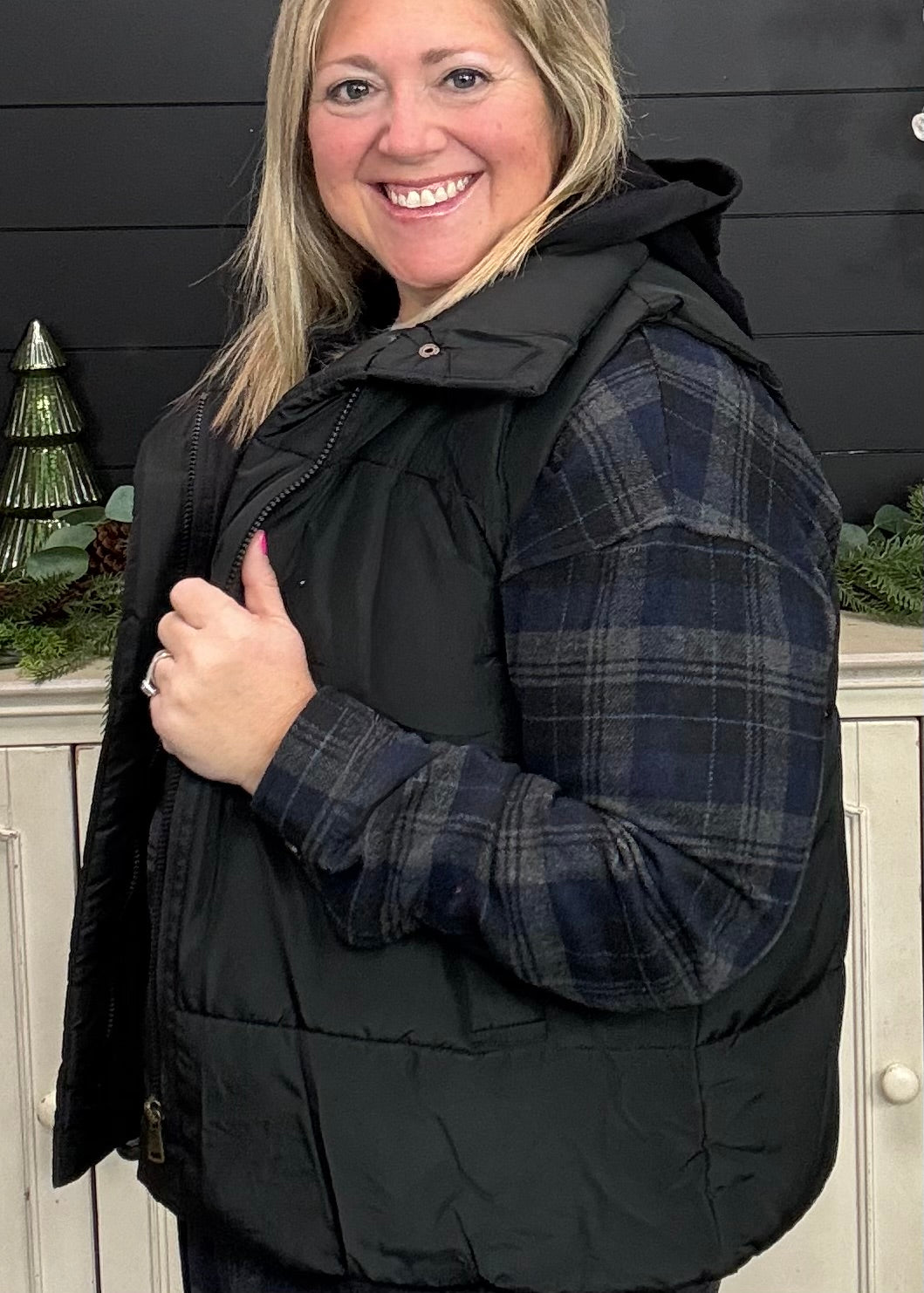 Midnight Campfire Plaid Hooded Jacket