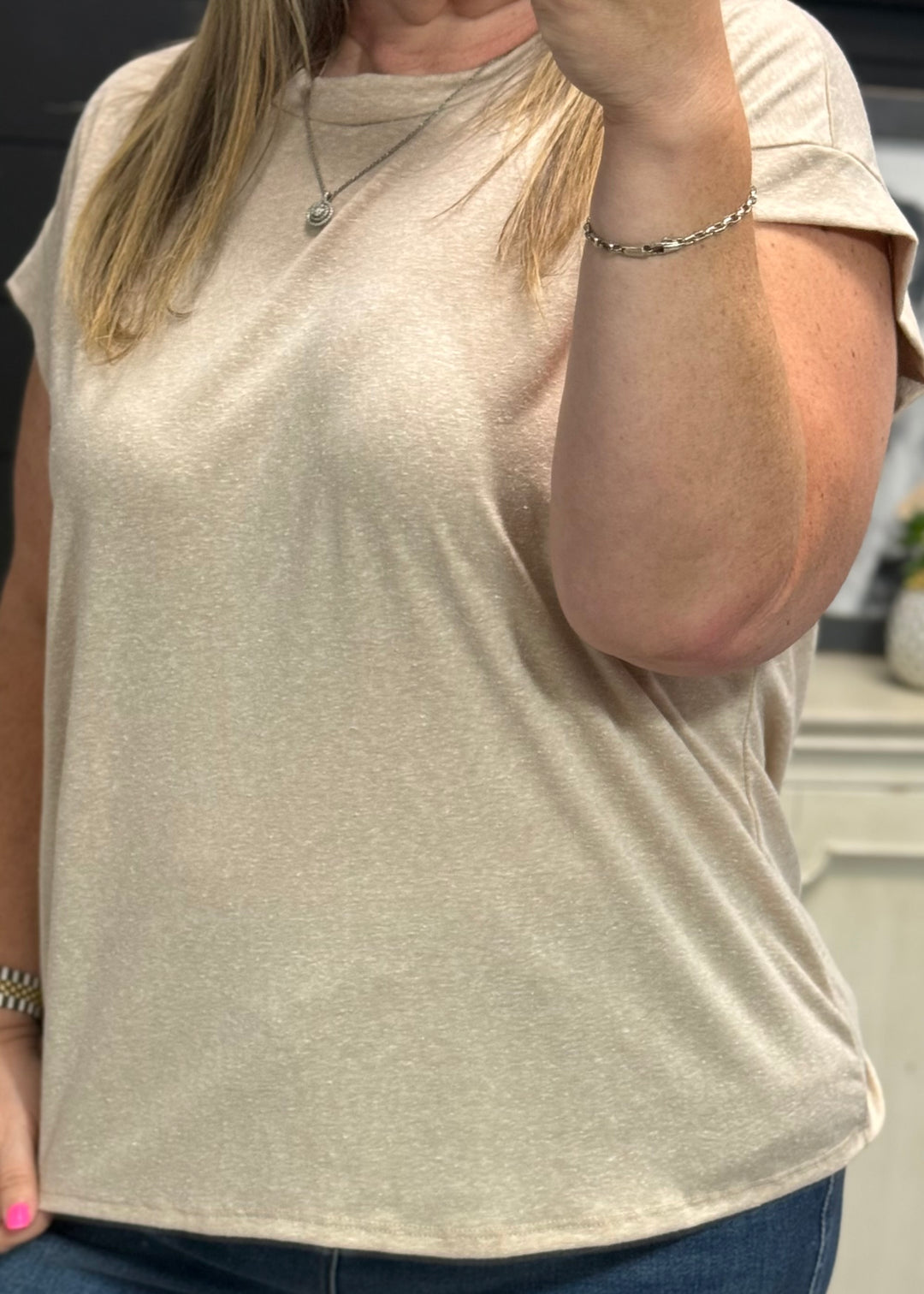 Taupe Cap Sleeve Top