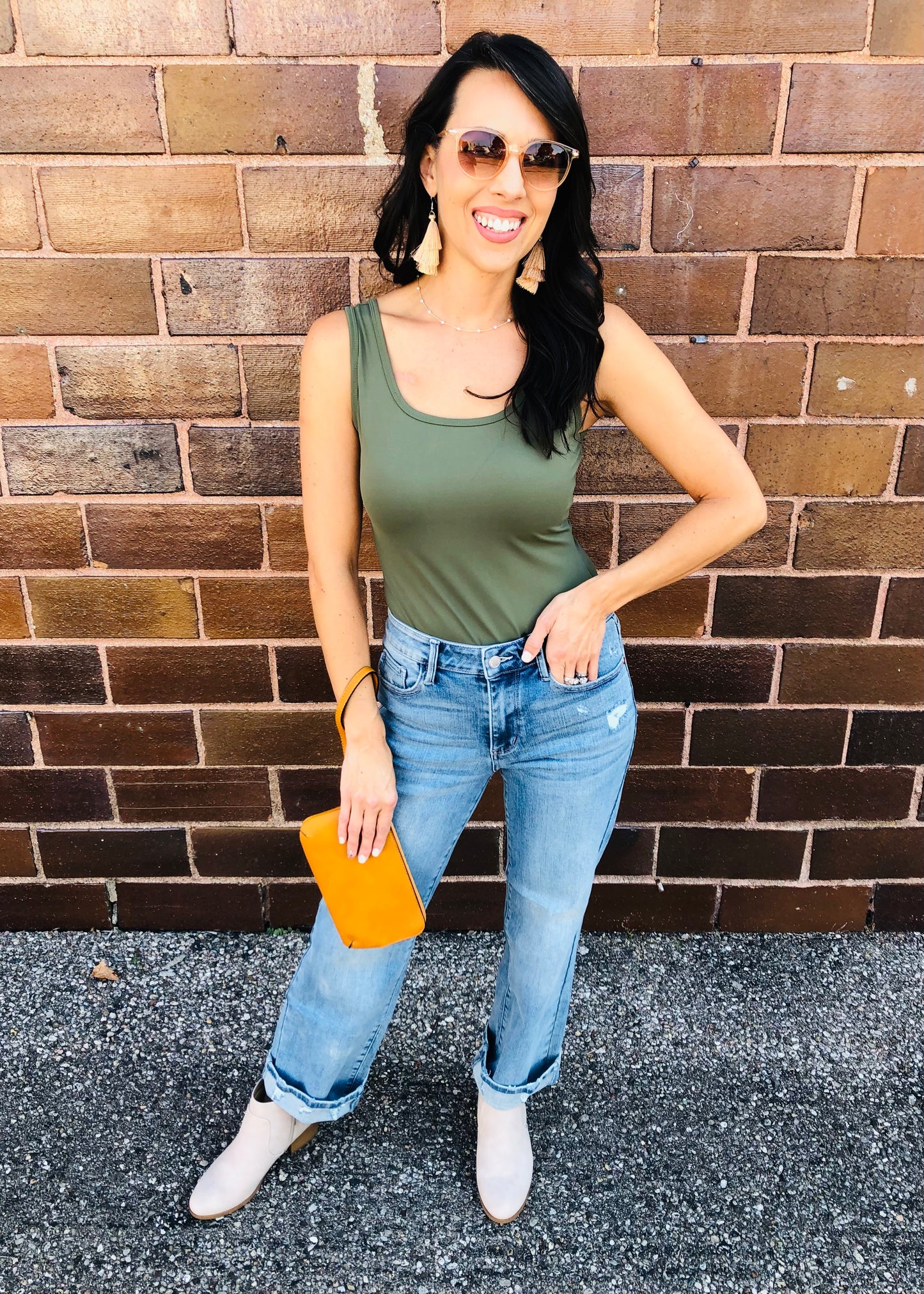 Dark Green - Basic Square Neck Bodysuit