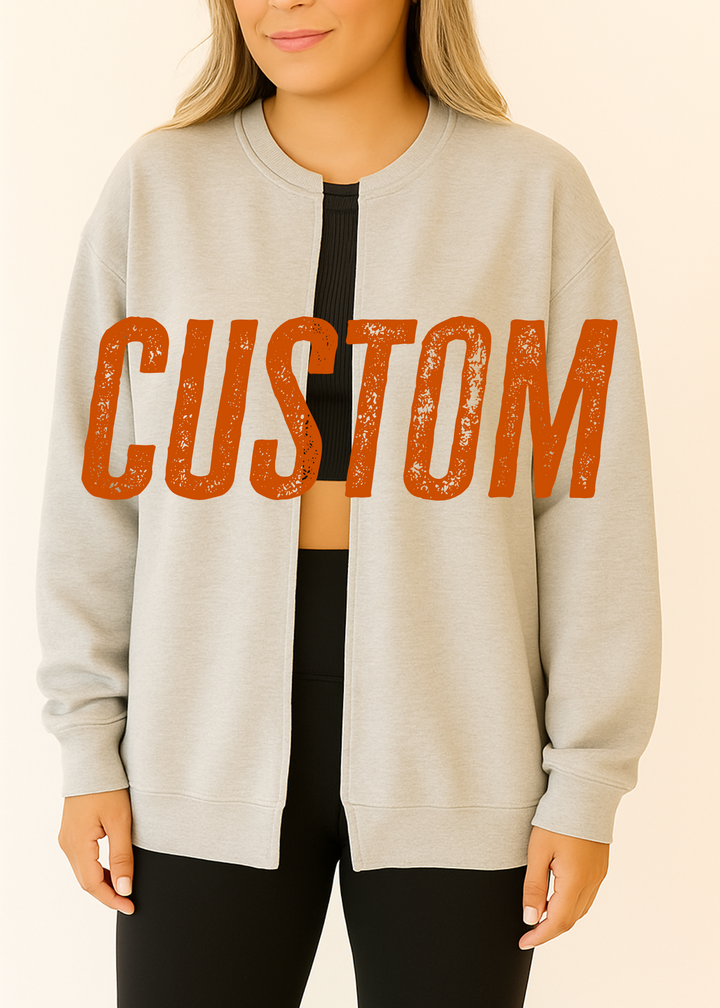 CUSTOM SPLIT CARDI CREW YOUTH OR ADULT - MADE TO ORDER