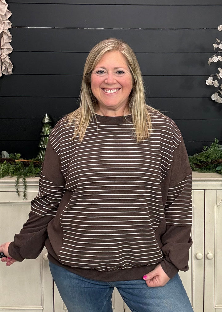 Chocolate Stripe Long Sleeve Top