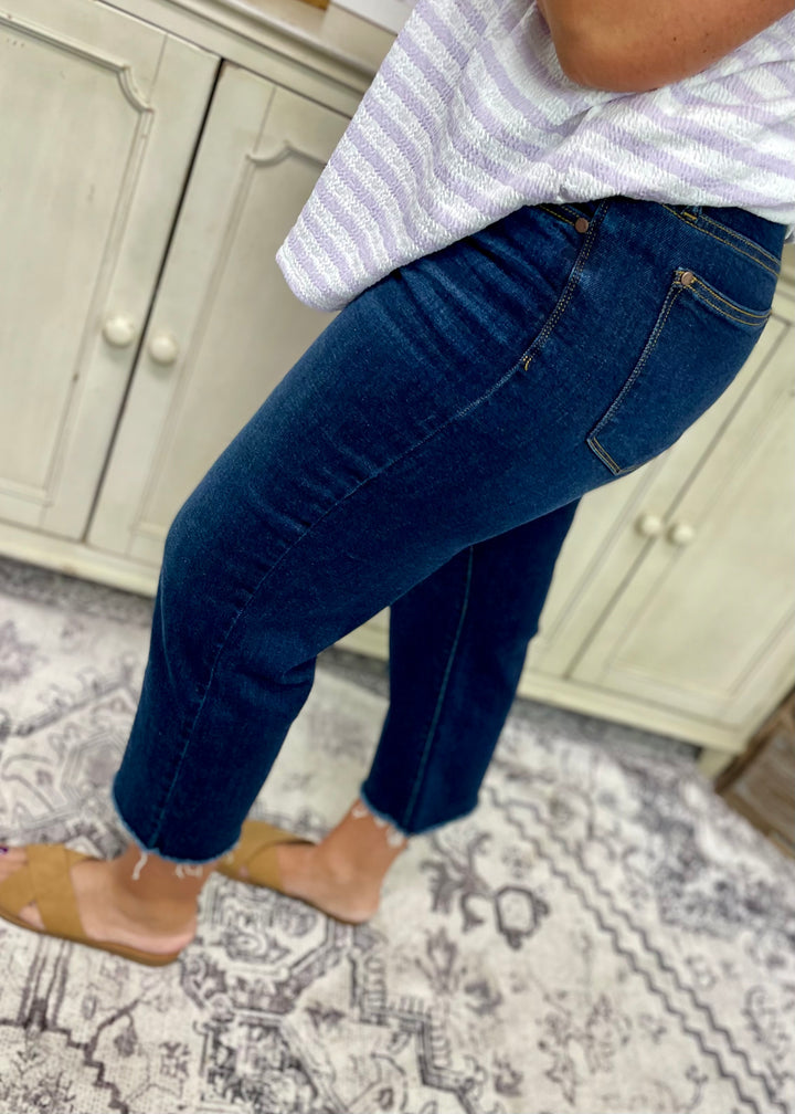 Judy Blue JB82517 - High Rise Wide Leg Cropped Denim