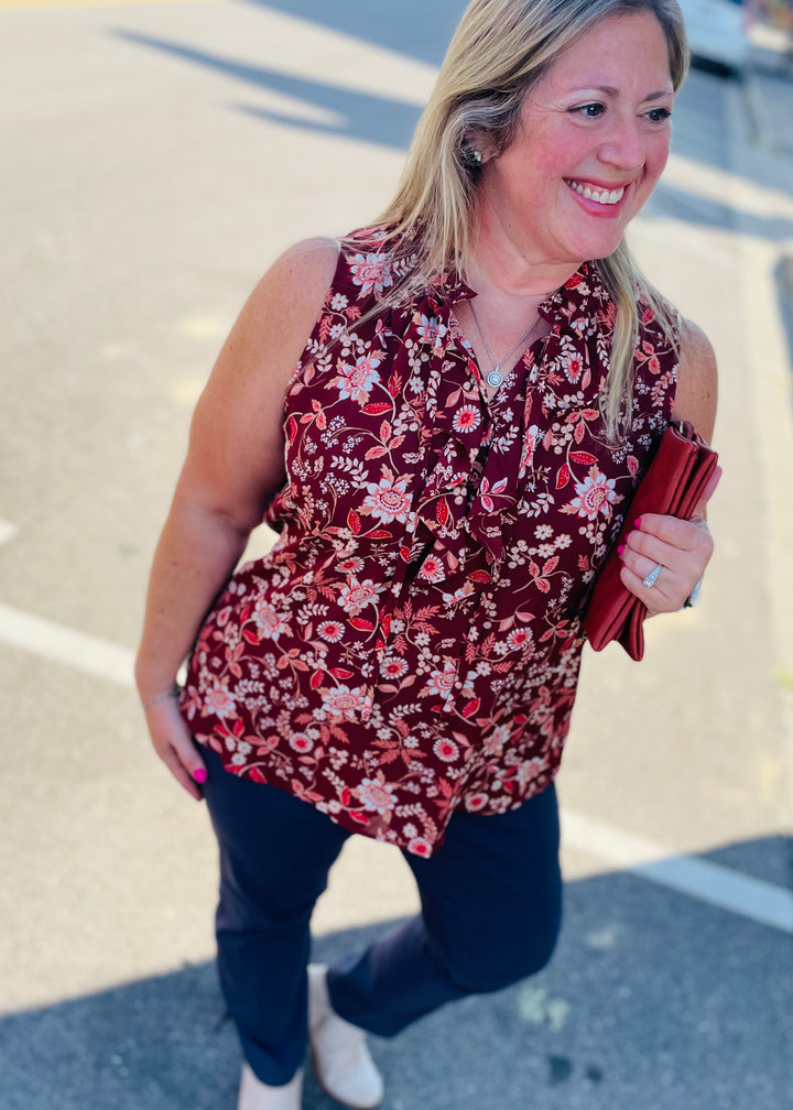 Wine Whimsy Crepe Top