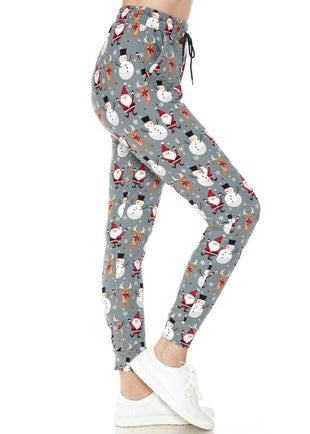 Full Size Santa Print Joggers