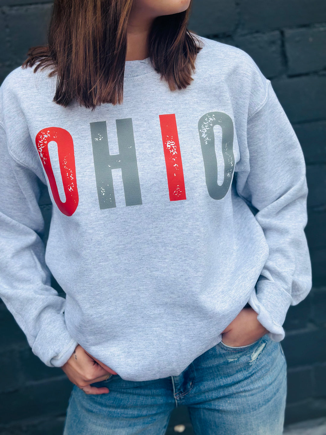 DISTRESSED OHIO GRAPHIC PULLOVER - MADE TO ORDER