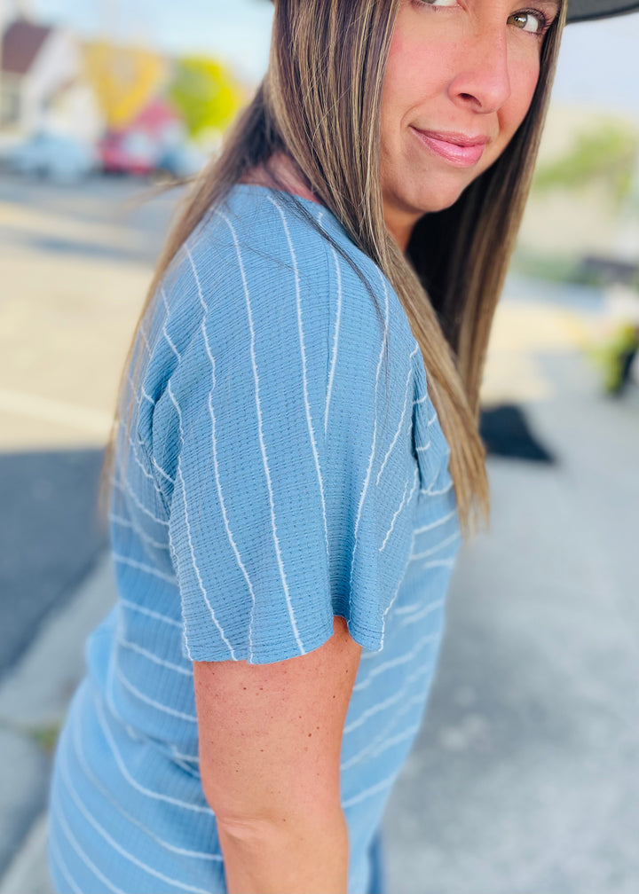 Blue and White Stripe Tunic Top