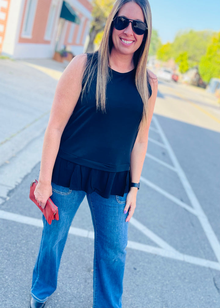 Black - Twist Front Burn Out Top