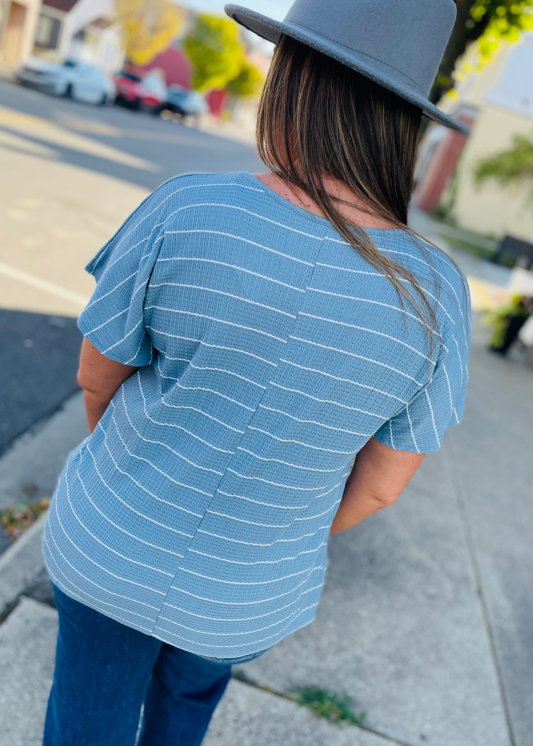 Blue and White Stripe Tunic Top