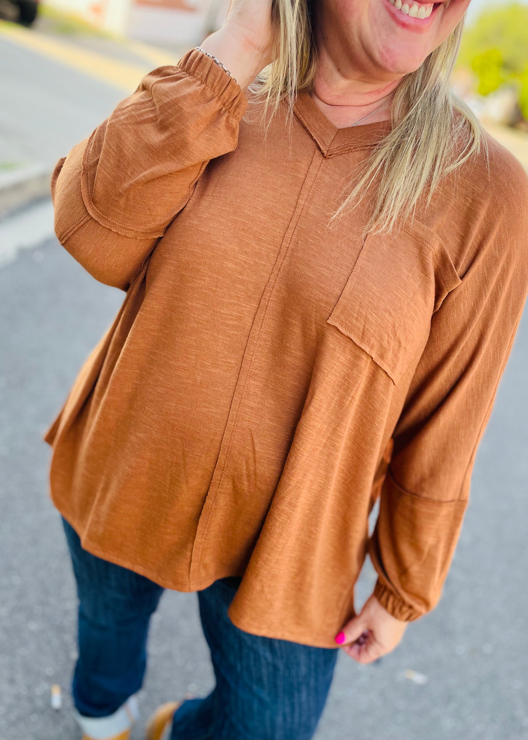 Caramel - Soft Relaxed Draped Top
