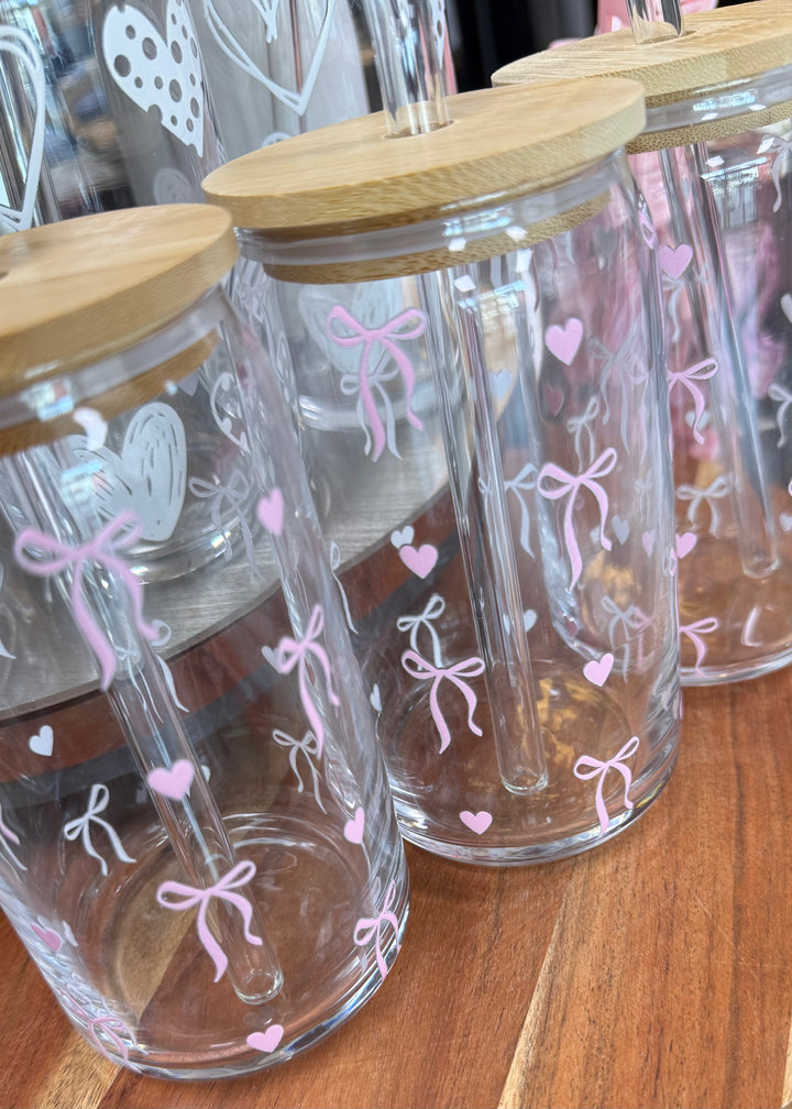 Glass Cups with Glass Straw