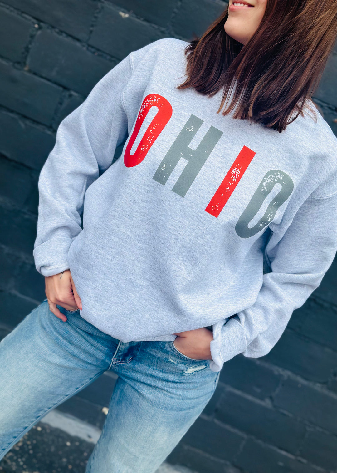 DISTRESSED OHIO GRAPHIC PULLOVER - MADE TO ORDER