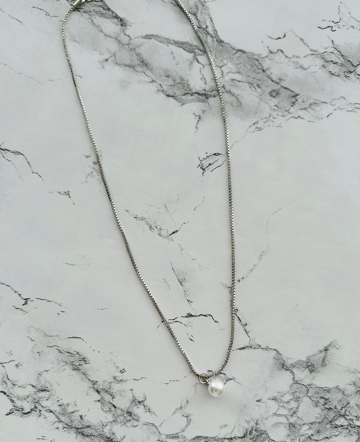 Silver Pearl Pendant Necklace