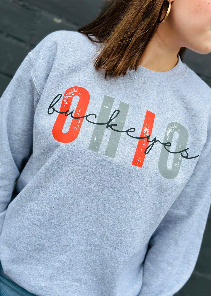 DISTRESSED OHIO BUCKEYES GRAPHIC PULLOVER