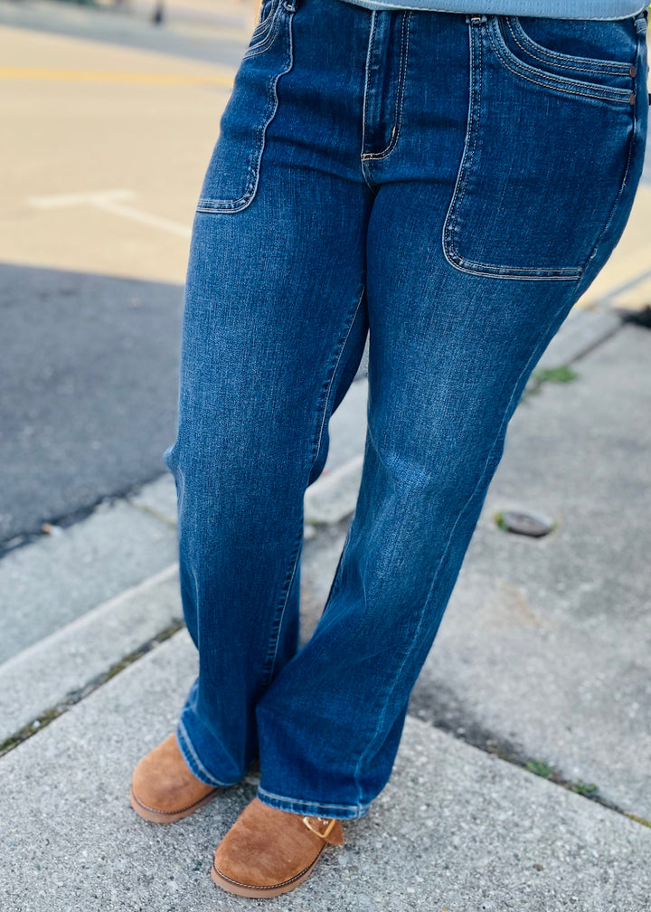 Judy Blue 82680 - Mid Rise 90's Straight Front Patch