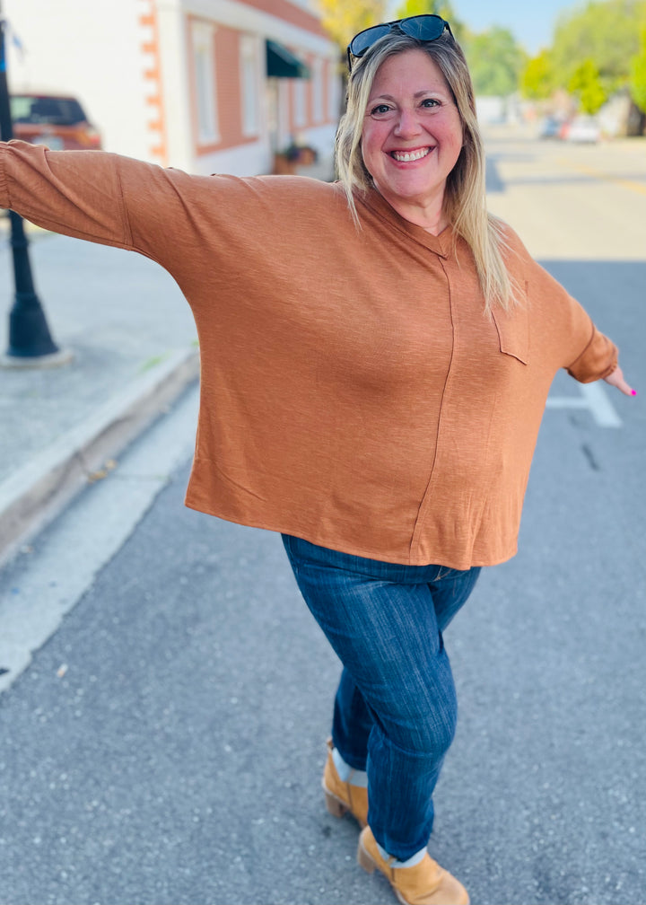 Caramel - Soft Relaxed Draped Top
